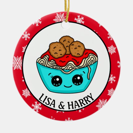 kerstversiering uit Spaghetti | Romantic Pun Keramisch Ornament (Voorkant)