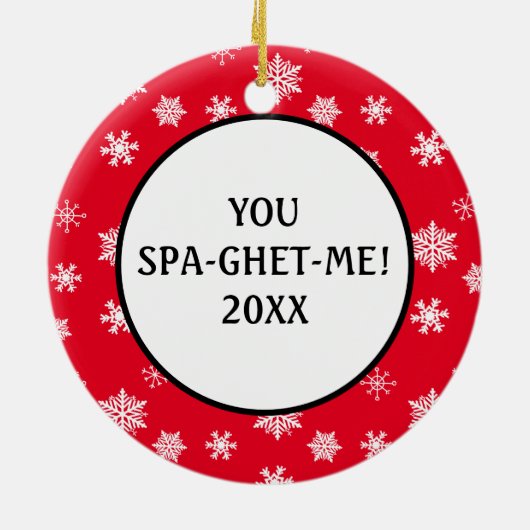 kerstversiering uit Spaghetti | Romantic Pun Keramisch Ornament (Achterkant)