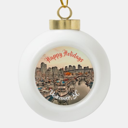 Kerstversiering uit Vancouver, BC Keramische Bal Ornament (Voorkant)