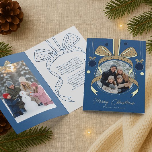 Kerstversiering Uniek lint Bow Twee foto's Kaart
