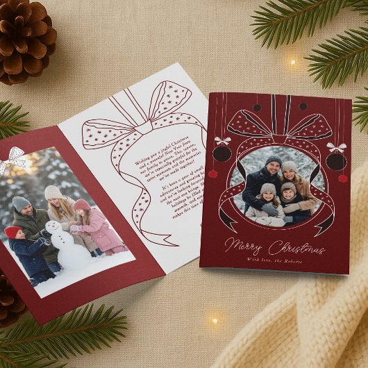 Kerstversiering Uniek lint Bow Twee foto's Kaart