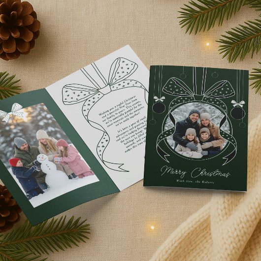 Kerstversiering Uniek lint Bow Twee foto's Kaart