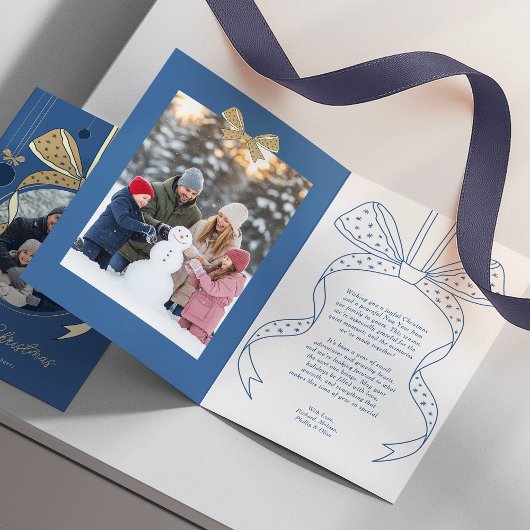 Kerstversiering Uniek lint Bow Twee foto's Kaart