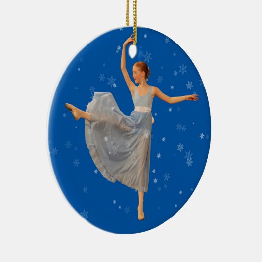 kerstversiering van Ballet Dancer op blauw Keramisch Ornament (Rechts)