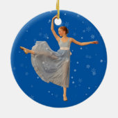 kerstversiering van Ballet Dancer op blauw Keramisch Ornament (Achterkant)