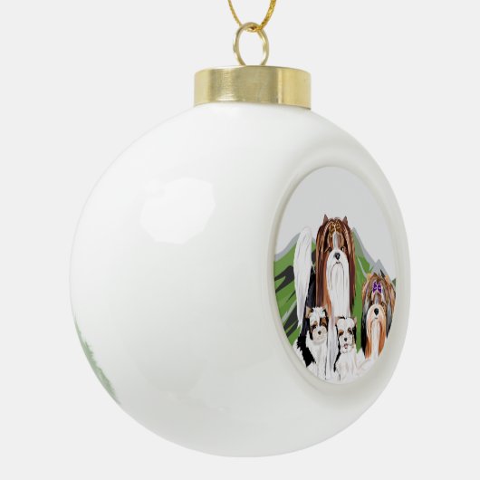 kerstversiering van Biewer Terrier Keramische Bal Ornament (Links)