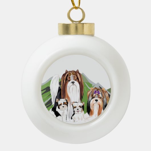 kerstversiering van Biewer Terrier Keramische Bal Ornament (Voorkant)