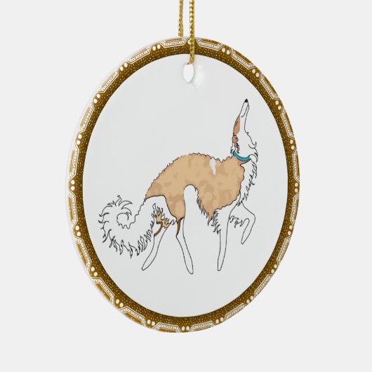 kerstversiering van Borzoi Keramisch Ornament (Rechts)