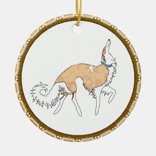 kerstversiering van Borzoi Keramisch Ornament (Voorkant)