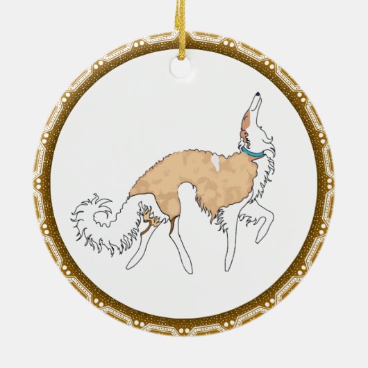 kerstversiering van Borzoi Keramisch Ornament (Achterkant)