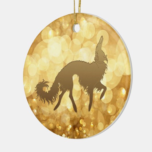 kerstversiering van Borzoi Keramisch Ornament (Links)
