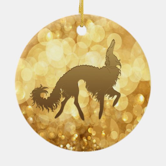 kerstversiering van Borzoi Keramisch Ornament (Achterkant)