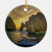 Kerstversiering van Cabo San Lucas met datum Keramisch Ornament (Voorkant)