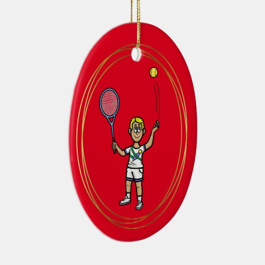 kerstversiering van de blonde mannetjestennis keramisch ornament (Rechts)