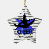 Kerstversiering van de Cheerleader Blue-tijger Keramisch Ornament (Rechts)