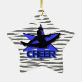 Kerstversiering van de Cheerleader Blue-tijger Keramisch Ornament (Achterkant)
