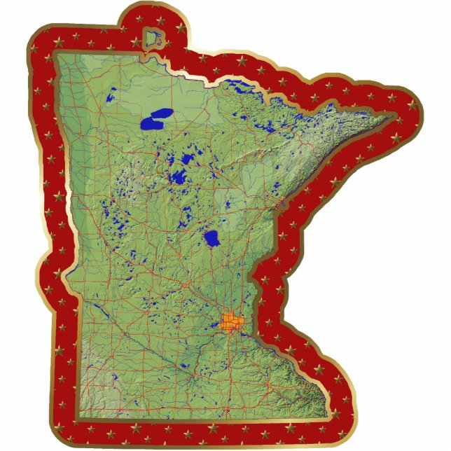 kerstversiering van de Minnesota-kaart Fotobeeldje Ornament (Voorkant)