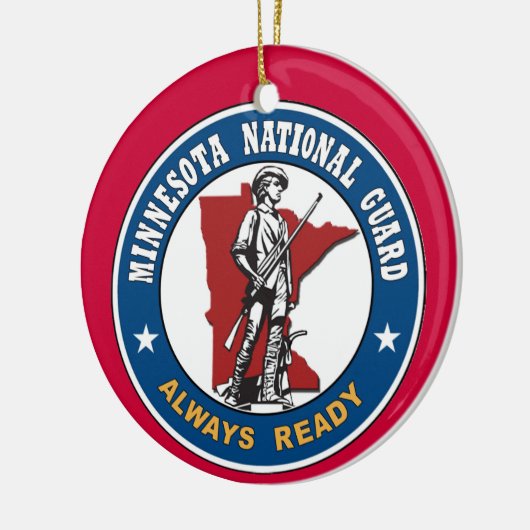 kerstversiering van de nationale garde van Minneso Keramisch Ornament (Links)