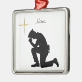 Kerstversiering van de politieagent Kneeling Metalen Ornament (Links)