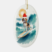 Kerstversiering van de Santa Beagle Keramisch Ornament (Rechts)