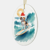 Kerstversiering van de Santa Beagle Keramisch Ornament (Links)