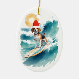 Kerstversiering van de Santa Beagle Keramisch Ornament