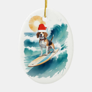 Kerstversiering van de Santa Beagle Keramisch Ornament