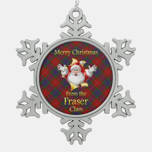 Kerstversiering van de Schotse clan Fraser Tin Sneeuwvlok Ornament (Voorkant)
