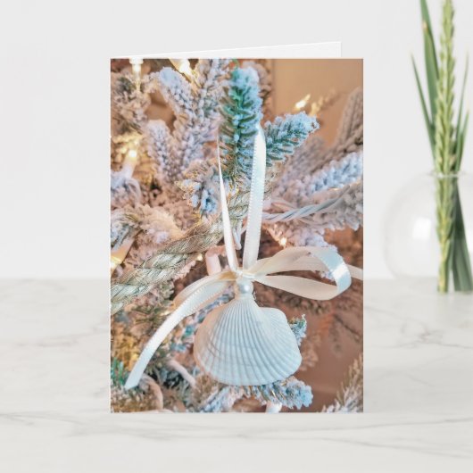 kerstversiering van de seashell op boom feestdagen kaart (Voorkant)
