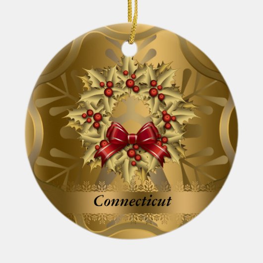 Kerstversiering van de staat Connecticut Keramisch Ornament (Voorkant)