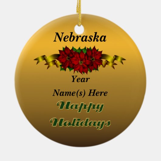 kerstversiering van de staat Nebraska Keramisch Ornament (Achterkant)