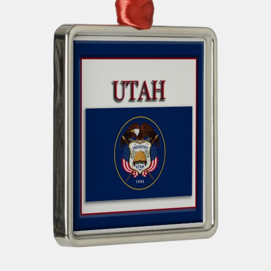 kerstversiering van de vlag van de deelstaat Utah Metalen Ornament (Rechts)