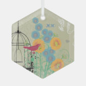 kerstversiering van de vogelgriep rond de vogelko glas ornament (Voorkant)