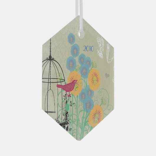  kerstversiering van de vogelgriep rond de vogelko glas ornament (Voorkant Rechts)