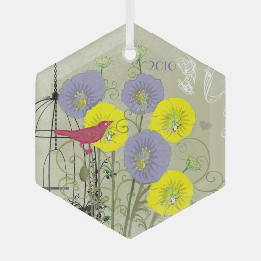  kerstversiering van de vogelgriep rond de vogelko glas ornament (Voorkant)