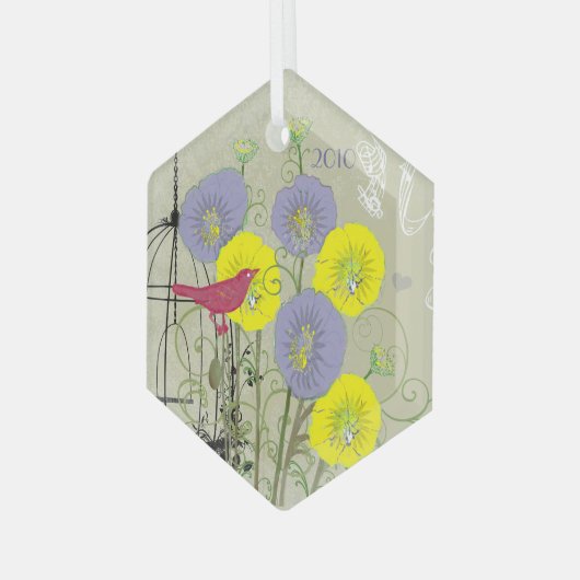  kerstversiering van de vogelgriep rond de vogelko glas ornament (Voorkant links)