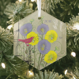 kerstversiering van de vogelgriep rond de vogelko glas ornament