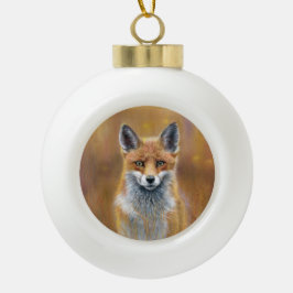 Kerstversiering van een vos keramische bal ornament