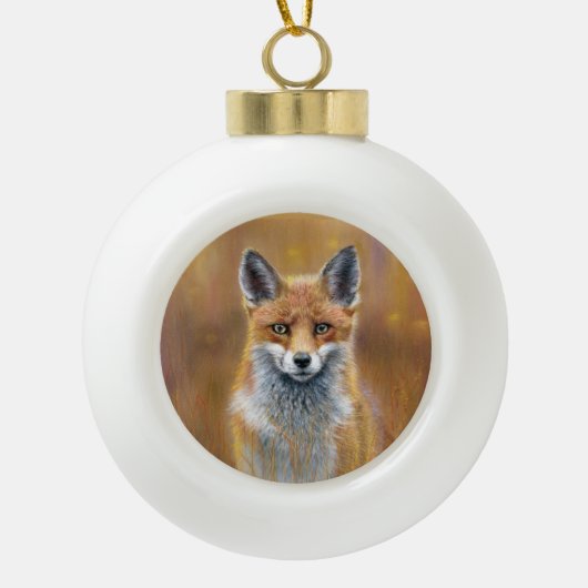 Kerstversiering van een vos keramische bal ornament (Voorkant)