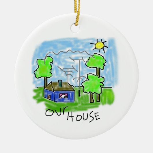 Kerstversiering van het radiohuis Ham Keramisch Ornament (Voorkant)