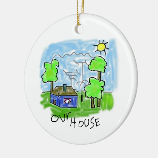 Kerstversiering van het radiohuis Ham Keramisch Ornament (Links)