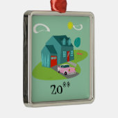 Kerstversiering van het voorstadhuis van Retro Metalen Ornament (Rechts)