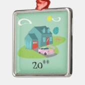 Kerstversiering van het voorstadhuis van Retro Metalen Ornament (Links)