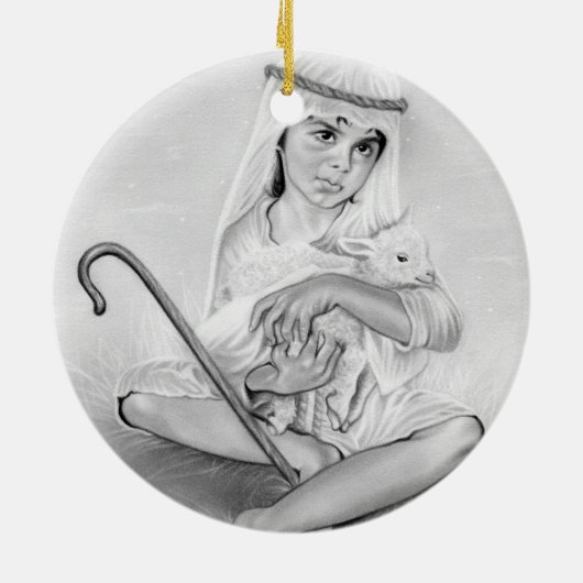 Kerstversiering van kleine Shepherd Boy Keramisch Ornament (Achterkant)