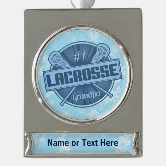 kerstversiering van Lacrosse Grandpa Verzilverd Banner Ornament (Voorkant)