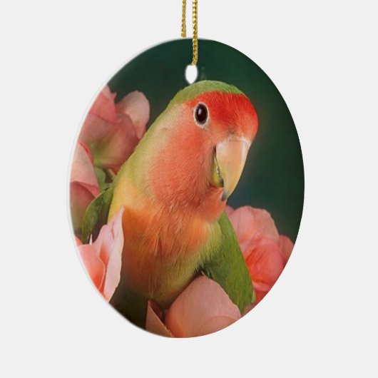 Kerstversiering van liefdesvogels keramisch ornament (Rechts)