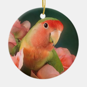 Kerstversiering van liefdesvogels keramisch ornament