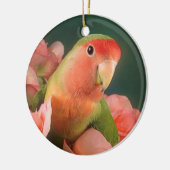 Kerstversiering van liefdesvogels keramisch ornament (Links)
