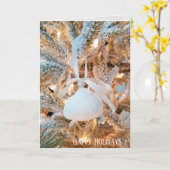 Kerstversiering van Seashell op boom Kaart (Gele Bloem)
