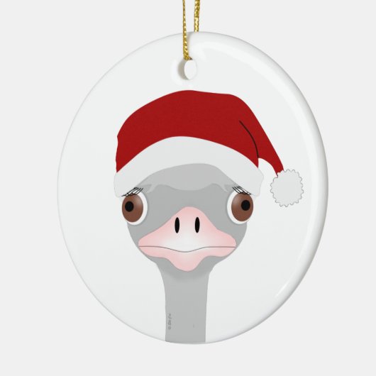 Kerstversiering van struisvogels keramisch ornament (Links)